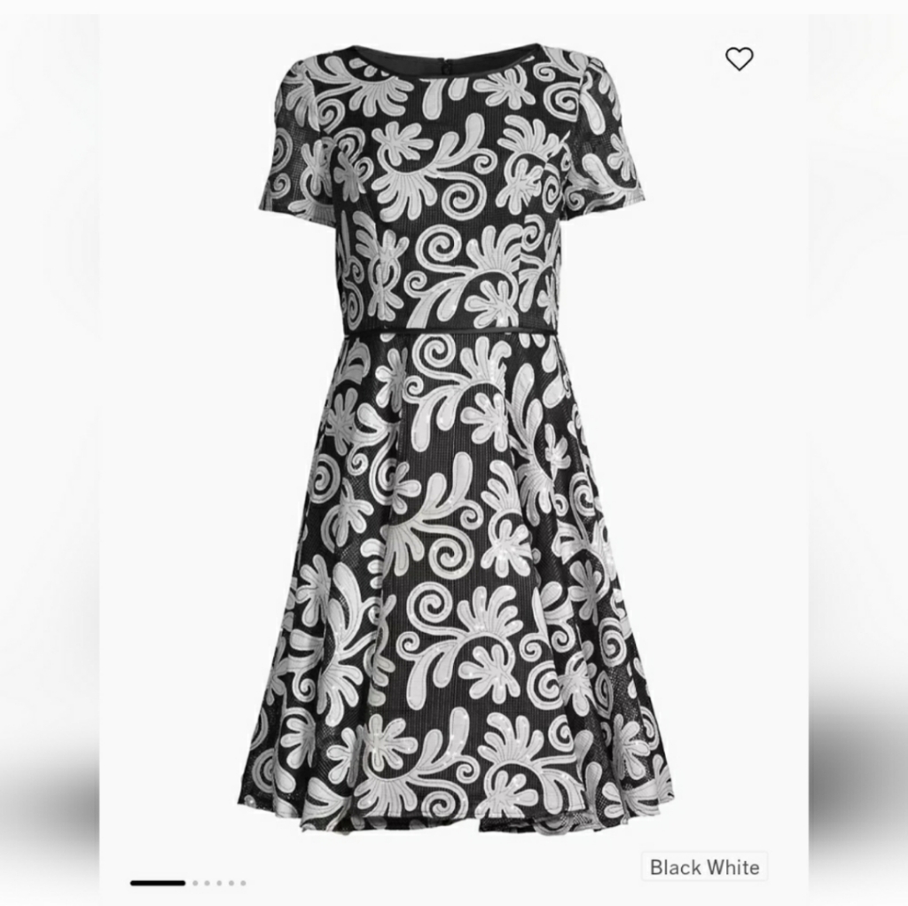 Nwt Shani Novelty Fit-&-Flare Dress Black White Dress